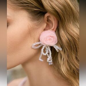 Pink Floral Pearl Earrings S1300